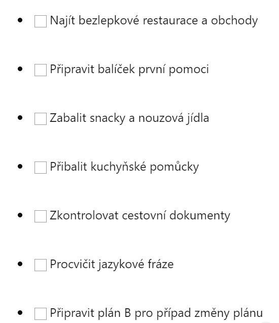 dovolena check list
